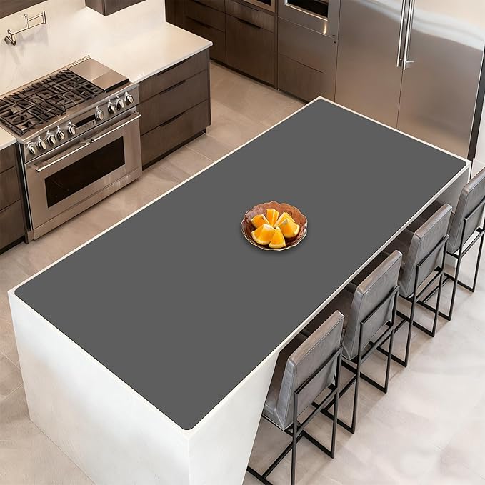 84''x24'' Extra Large Silicone Mat for Kitchen Counter, Heat Resistant Countertop Protector, Non-Slip Waterproof Kitchen Island Mat, Easy to Clean, Dark Gray
