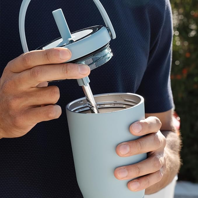 BrüMate Resa 25oz 100% Leakproof Travel Tumbler w/Handle & Straw | Flexible SoftSip Straw | Silicone Sleeve for Durability | Stainless Steel | Cup Holder & Travel Friendly Water Bottle (Java)
