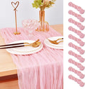 Joanlody Blushing Pink Cheesecloth Table Runner Spring Easter 10Ft Rustic Gauze Boho Cheese Cloth Table Runner for Wedding Bridal Baby Shower Decoration 10 Pack