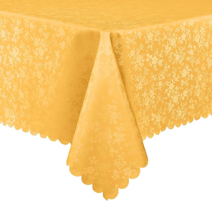 Smiry Rectangle Table Cloth, Waterproof Heavy Duty Vinyl Tablecloths, Wipeable Washable Table Cover for Kitchen and Dining Room (Mustard Yellow, 60" X 102")