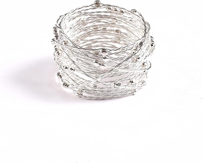 Silver Mesh Napkin Ring Set of 12 - Beautiful Elegant Decorative Napkin Holder for Christmas/Dinner Table Decoration/Farmhouse/Wedding/Party/Family Gathering/New Year & Everyday Use