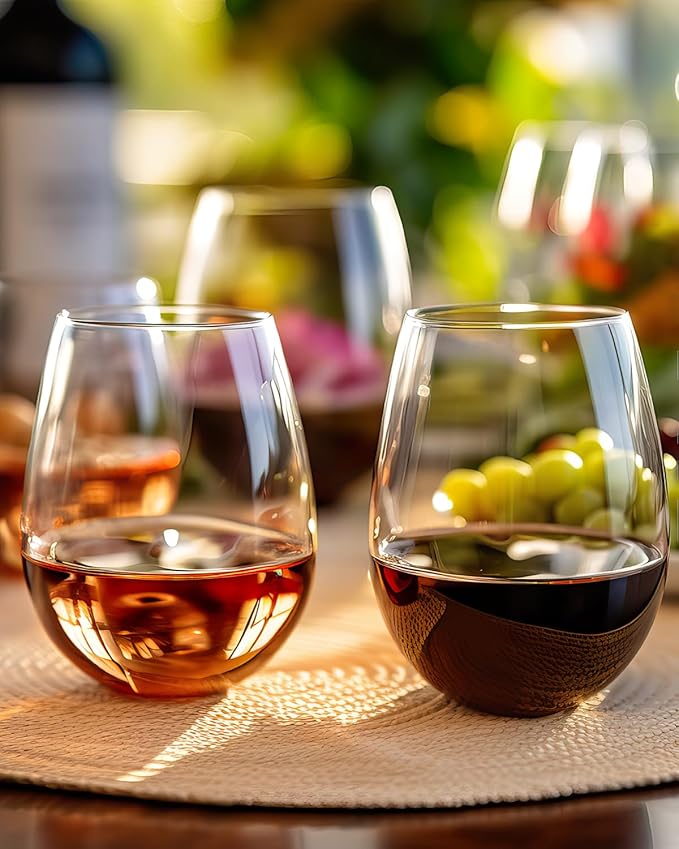 LUXU Stemless Glasses(Set of 2)-20 oz,Clear Wine Cups,Crystal Whiskey Tumblers,Large Water Goblets,Drinking Glassware for Beer,Great Wine Gifts