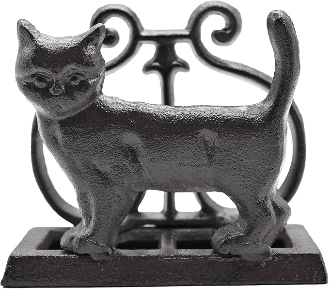Exquisite Vintage Cast Iron Napkin Holder With Playful Standing Animal Motif - Cat Napkin Holders are suitable for kitchens, restaurants, and parties