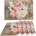 Vintage Rose Placemats Set of 4 Washable Table Place Mats for Dining Kitchen Party Decor