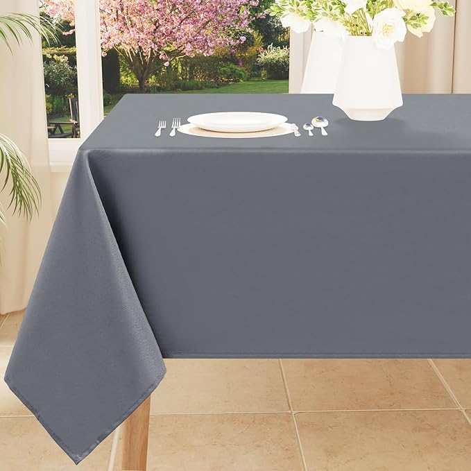 Smiry Rectangle Table Cloth, Waterproof Anti-Scratch Polyester Tablecloth, Decorative Washable Fabric Table Cover for Dining, Buffet, Parties and Outdoor, 52x70, Grey