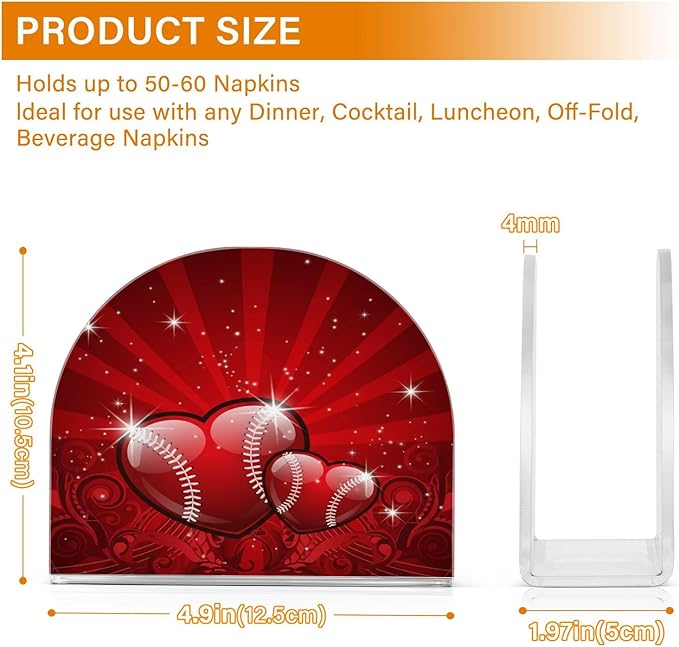 Valentines Glitters Love Hearts Napkin Holder for Table Kitchen Decor Acrylic Paper Napkin Holders for Tissue Dining Room Indoor Outdoor Party Holiday Accessories