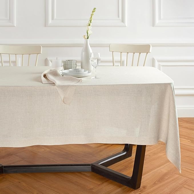 Solino Home Linen Flax Tablecloth 70 x 70 Inch - 100% Pure Linen Square Tablecloth - Machine Washable Table Cloth for Spring, Easter - Sonoma