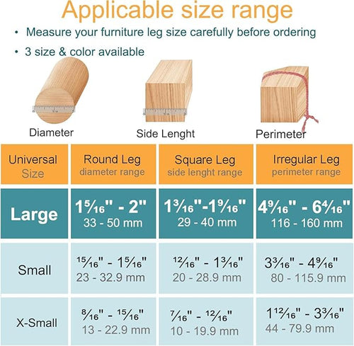 32 Pcs Chair Leg Floor Protectors - Silicone Felt Pads, Scratch-Proof & Noise-Free, Easy Smooth Moving, Large Size (Fits Round Chair Legs: 1-5/16" to 2" Diameter)