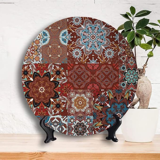 Ceramic Plates, Victorian Decorative Ceramic Plates, Classic Victorian Floral Authentic Motives and Ethnic, 10 Inch, for Dining, Parties, Wedding, Multicolor