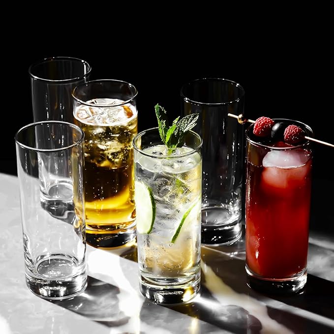 LEMONSODA Premium Highball 12oz Glass Set - Elegant Tom Collins Glasses Set of 6, 12, and 48 Tall Drinking Water Glasses - Bar Glassware for Mojito, Whiskey, Cocktail (Set of 12)
