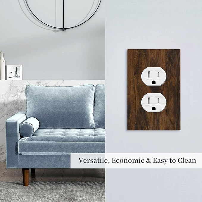 Outlet Covers Brown Rustic Wood Grain Vintage Wooden Texture 1 Gang Duplex Light Switch Cover Plate Decorative Wall Plates Electrical Switchplate Receptacle for Cabin Bedroom Decor（2 Pack）