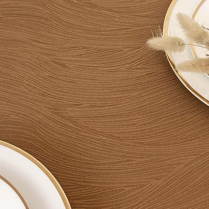 maxmill Fall Tablecloth Swirl Design Spillproof Wrinkle Free Heavy Weight Soft Table Cloth Decorative Fabric Tabletop for Harvest Celebration Thanksgiving Dinner Rectangle 60 x 140 Inch, Fall Leaf