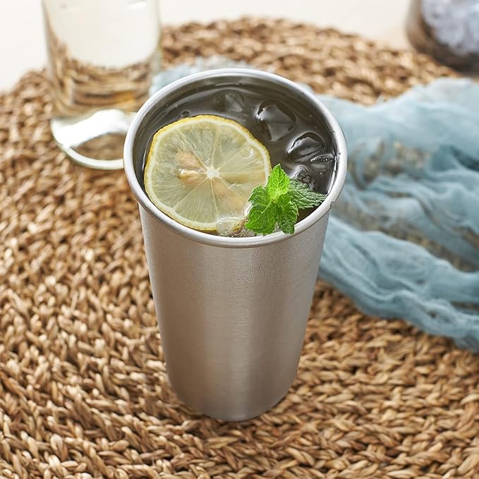 4 Pack 24oz Stainless Steel Pint Cup,Healthy Unbreakable and Stackable,Metal Drinking Glasses