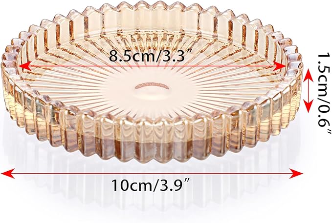 JUXYES 8 Pack Amber Tone Crystal Coasters Round Cup Mat, Glass Coasters for Drinks Coffee Tea Wine, Decorative Wine Bottle Coaster, Crystal Drink Coasters for Restaurant bar Kitchen Dining Table