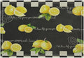 Vintage Lemon Placemat Set, Rustic Farmhouse Yellow Orange Fruit Leaves Black White Plaid Quotes Seamless Pattern Home Decor Linen Table Mats for Dining Room Kitchen Party (17x12in) x6P