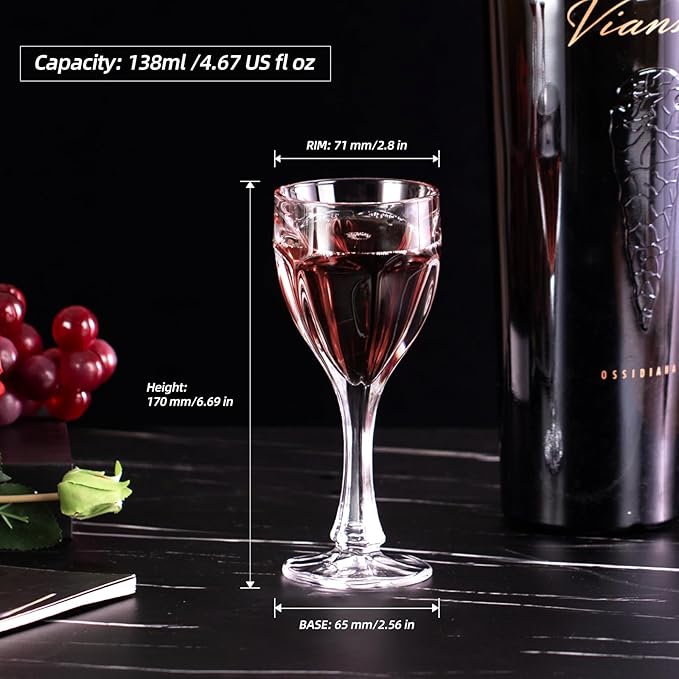KAMMAK Wine Glasses Set of 2, 4.6 oz Hand Blown Crystal Bordeaux Wine Glasses, Thin Rim & Long Stem, Perfect for Red & White, Daily Use, Wedding Anniversary or Birthday Gift with Gift Box, Safari