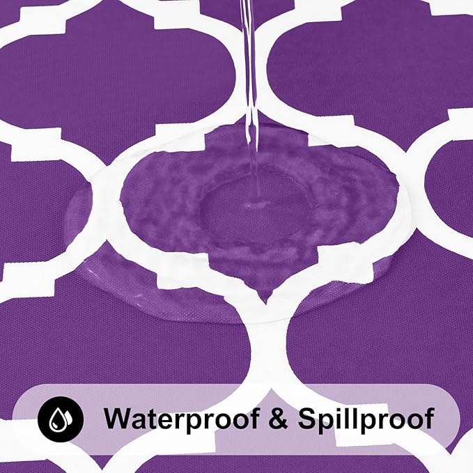 Smiry Rectangle Table Cloth, Waterproof Vinyl Tablecloth with Flannel Backing for Rectangle Tables, Wipeable Spillproof Plastic Tablecloths for Dining, Camping, Indoor and Outdoor (52"x70", Purple)