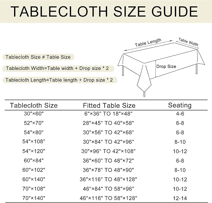 JIUZHEN Rectangle Table Cloth Faux Linen Farmhouse Tablecloth Wrinkle and Stain Resistant Decorative Fabric Table Cover for Kitchen, Dining Room, Parties and Camping, Khaki, 54 x 80 Inch
