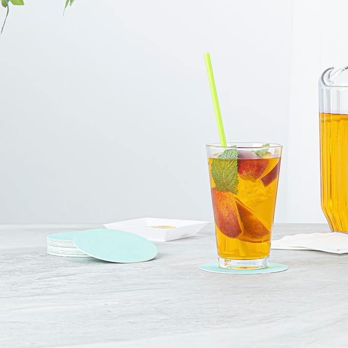 Restaurantware Paper Coasters 1000 Pack of 3.5 Inch Disposable Beverage Coasters Absorbent for Hot and Cold Drinks Turquoise Coffee Cup Essentials for Table Decor, Kitchen, Home or Living Room