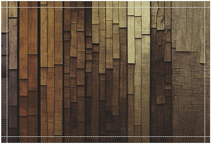 Retro Plank Placemat Set, Rural Old Shabby Brown Beige Farmhouse Barn Wooden Board Pattern Home Decor Linen Table Mats for Dining Room Kitchen Party (17x12in) x6P