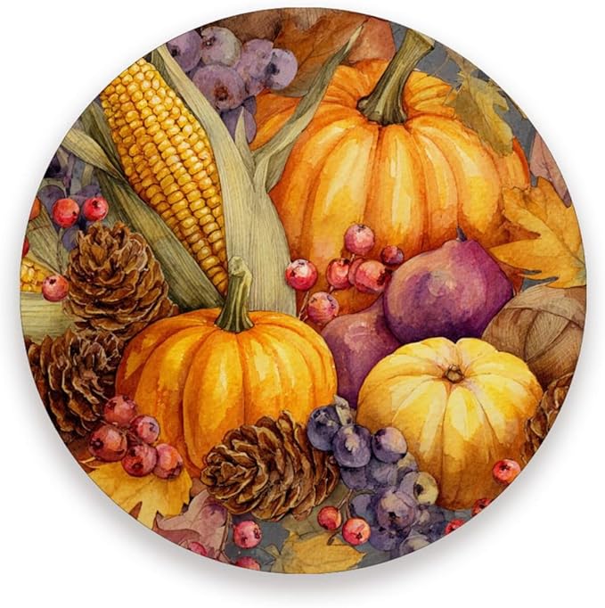 Coasters for Drinks Coaster Drink Set Decorative Coffee Table Desk Cup Mat Spring Cute Cork Bar Backing Round Home Decor Thanksgiving Harvest Yellow45