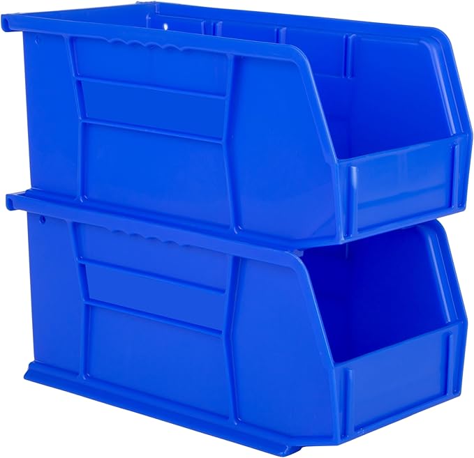 Hudson Exchange 11" x 5-1/2" x 5" Plastic Stackable Storage Bin and Hanging Container (Blue, 1 Pack)