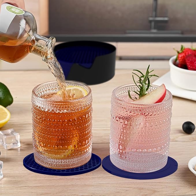 Silicone Coasters [8 Pack] with Holders Drink Coasters, for Hot or Cold Drinks Thickened, Non-Slip, Non-Stick (Gray)