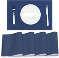 AOFOTO Dark Blue Placemats Set of 4 for Dining Table Solid Color Place Mats Washable Rectangular Table Mats for Party Home Kitchen Restaurant Decor 12x18 Inch