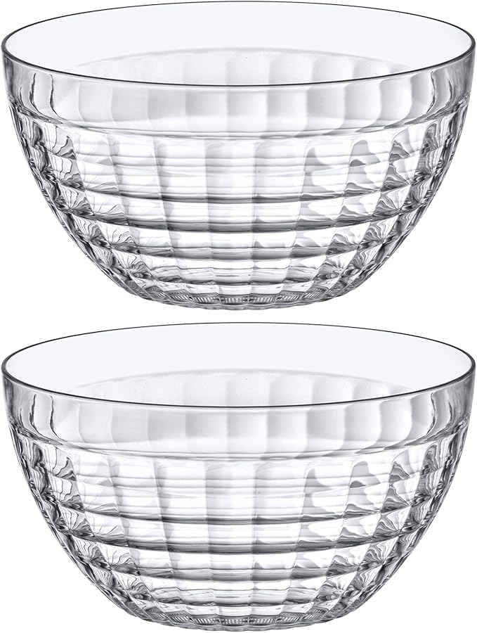 Amazing Abby - Carlita - 150-Ounce Plastic Serving Bowls (Set of 2), 10-Inch Clear Salad Bowl Set, BPA-Free, Shatter-Proof, Dishwasher-Safe, Stackable, Great for Salad, Fruit, Cereal, Snack, and More