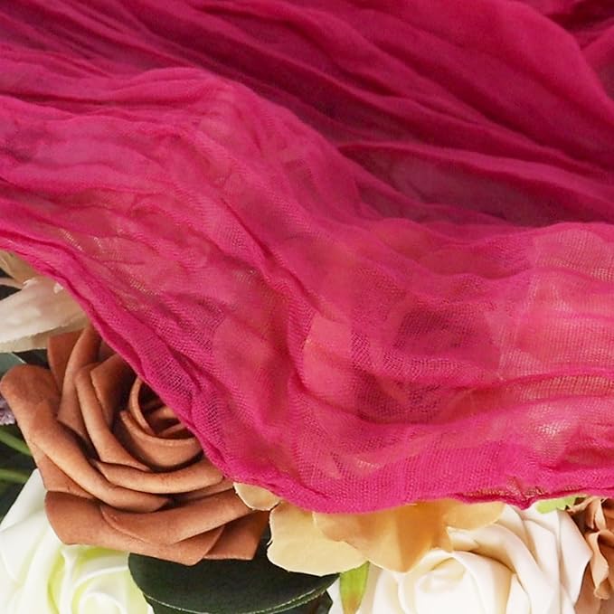 FUHSY Hot Pink Cheesecloth Table Runner 5 Pack 10FT Gauze Cheese Cloths Rustic Boho Table Runner Bulk Pink Table Runners for Parties Sheer Cheesecloth Fabric Table Runner for Wedding Halloween Decor