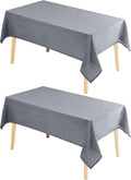 Hiasan 2 Pack Faux Linen Rectangle Tablecloth - Wrinkle and Stain Resistant Washable Table Cloth for Kitchen Dining Room Holiday Table Cover for Dinner, Grey, 70 x 120 Inch
