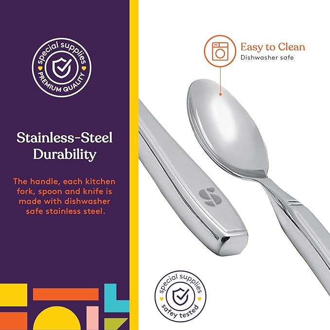 Special Supplies Premium Stainless Steel Weighted Silverware for Parkinson's Patients- Weighted Utensils for Tremors and Parkinson's Patients-Wide Non-Slip Grip, Easy to Clean - Flatware for Elderly