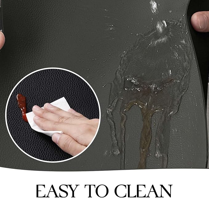MOSAYT Vinyl Placemats Set of 8, Heat Resistant Place Mats 100% Waterproof Washable & Wipeable Faux Leather Reversible Table Mats for Kitchen Dining Party Indoor Outdoor, 12" x 17", Grey/Black