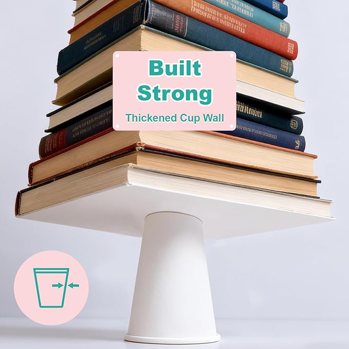 16 oz 160 Pack Disposable Coffee Cups, Bulk White Disposable Paper Cups, Coffee Cups for Hot Tea, Chocolate and Cold Drinks