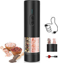 2 in 1 Electric Salt and Pepper Grinder Set, USB Rechargeable, Automatic Salt and Pepper Mill Shakers with Battery Display, LED Light, Adjustable Coarseness Ideal for Kitchen Gift(Black)