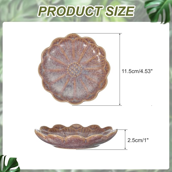 uxcell 1Pcs Ceramics Jewelry Plate, Sunflower Shape Key Holder Bowl for Entryway Table Decor Small Ring Tray Dish Gift for Women Girlfriend, Purple