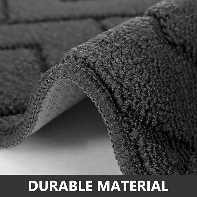 hicorfe Kitchen Rugs and Mats Sets,2 Pieces Super Absorbent Polypropylene Non-Slip Rug,Soft Comfort Floor Mat,Machine Wash for Kitchen,Hallway,Office,Sink,Laundry(20" x 32"+20" x 59",Charcoal)