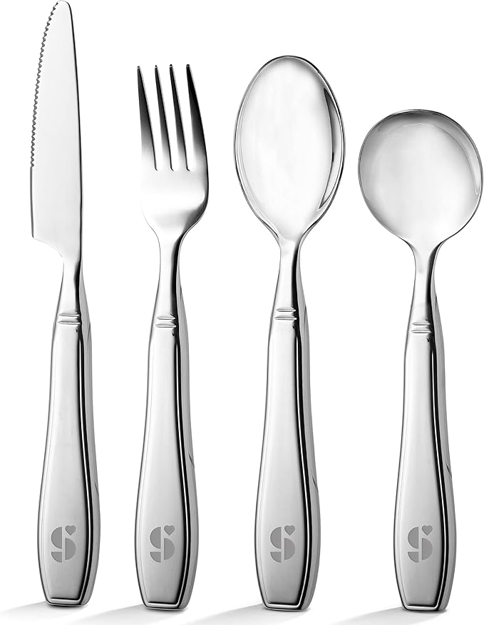 Special Supplies Premium Stainless Steel Weighted Silverware for Parkinson's Patients- Weighted Utensils for Tremors and Parkinson's Patients-Wide Non-Slip Grip, Easy to Clean - Flatware for Elderly