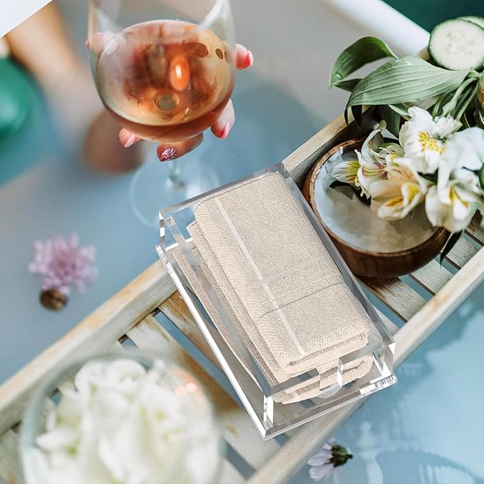 Transparent Acrylic Napkin Holder Clear Guest Paper Disposable Hand Towel Dispenser Tray Organizer For Table Home Kitchen Restaurant and Hotel Business