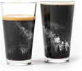 Black Lantern Nature Themed Pint Glasses Set of 2 – Pint Glasses in Unique Designs for Craft Beer Enthusiasts - (Set of Two 16oz. Glasses) - Beer Glasses for Nature Lovers (Stars & Night Landscape)