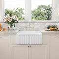 Sarlai White Farm Sink - 24 x 18 Inch Farmhouse Sink White Apron Front Ceramic Porcelain Fireclay Reversible Single Bowl Farm Farmer Sinks Laundry Utility Sinks Basin