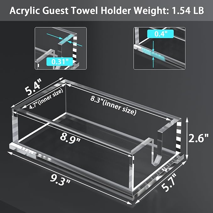 Transparent Acrylic Napkin Holder Clear Guest Paper Disposable Hand Towel Dispenser Tray Organizer For Table Home Kitchen Restaurant and Hotel Business
