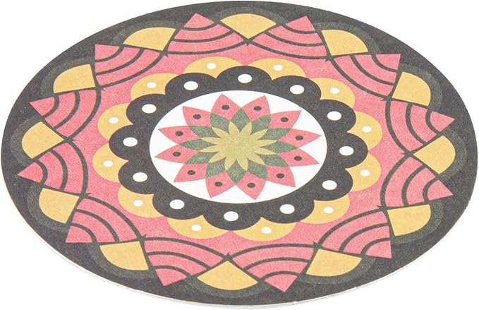 Restaurantware Paper Bar Coasters 48 Count 3.5 Inch Super Absorbent Beverage Coasters Pulpboard Assorted Design Drinkware Coasters Durable Paper Round Assorted