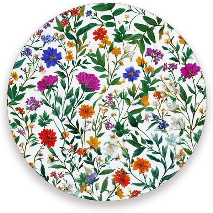 Coasters for Drinks Coaster Drink Set Decorative Coffee Table Desk Cup Mat Spring Cute Cork Bar Backing Round Home Decor Green Leaf Floral Herb06