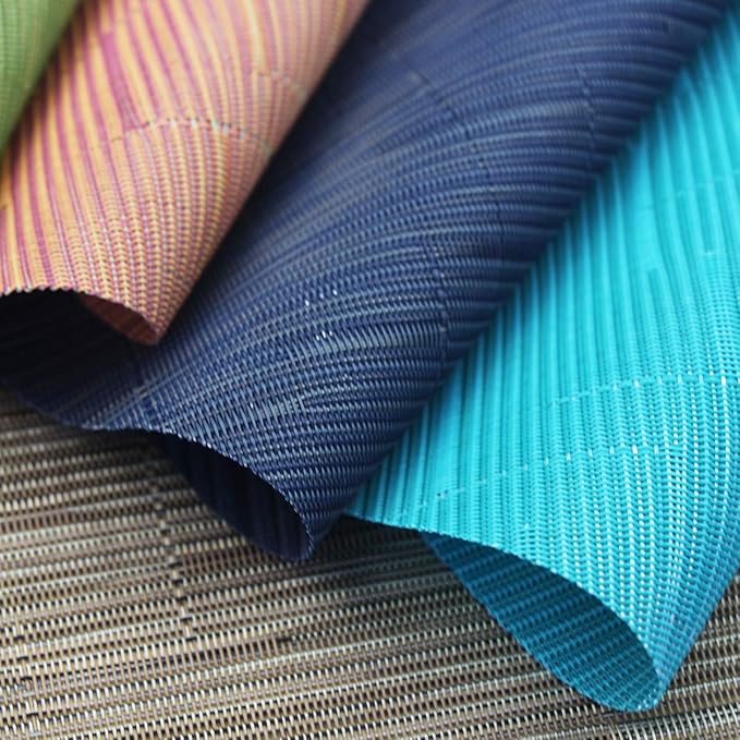 PIGCHCY Wedge Shaped Placemats Set of 6 with Centerpiece Round Mats Washable Kitchen Placemats Heat-Resistant Table Mats (Navy Blue)