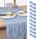Joanlody Blue Cheesecloth Table Runner Spring Easter 10Ft Rustic Gauze Boho Cheese Cloth Table Runner for Wedding Bridal Baby Shower Decoration 10 Pack