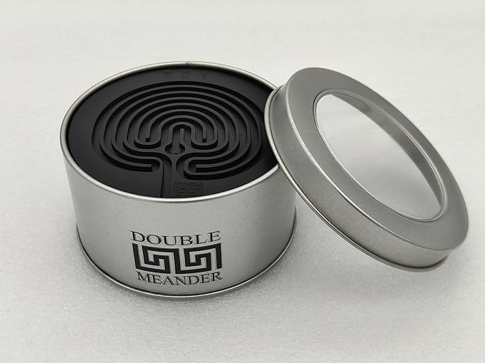 Classic Labyrinth Black Silicone Coasters - Set of 8 Non-Slip, Heat-Resistant Drink Coasters for Coffee, Tea, and Glasses - Durable, Easy to Clean, Decorative Tabletop Protection