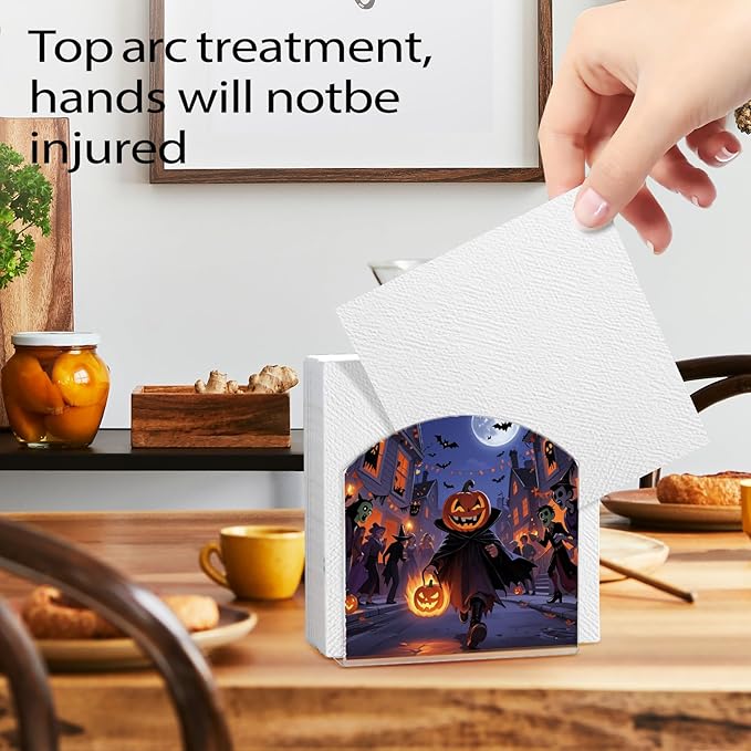 Halloween Decor Napkin Holder for Table, 2 Pack 5"x5" Spring Paper Holder for Kitchen, Party, Dining Restaurant, Bar Summer Rustic Cocktail Paper Napkin Dispenser for Table Decoration Gift