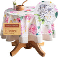Maison d' Hermine Table Cloth Round Table 100% Cotton 63 Round Inches Tablecloth Reusable Decorative for Dining Room Farmhouse Home Valentines Day Decorations Spring Summer - Pivoine