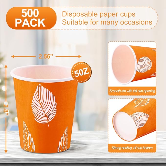 500 Pack 5oz Disposable Paper Cups, Small Disposable Cups, Colorful Small Mouthwash Cups, Mini Paper Cups for Parties, Picnics, Barbecues, Travel and Events